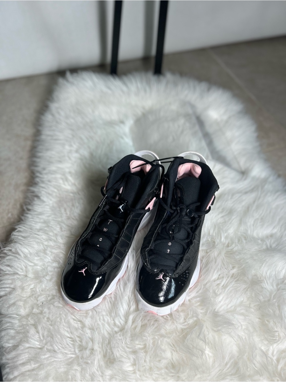 AIR Jordan SIZE 6-5 Black Sneakers with Pink Accents